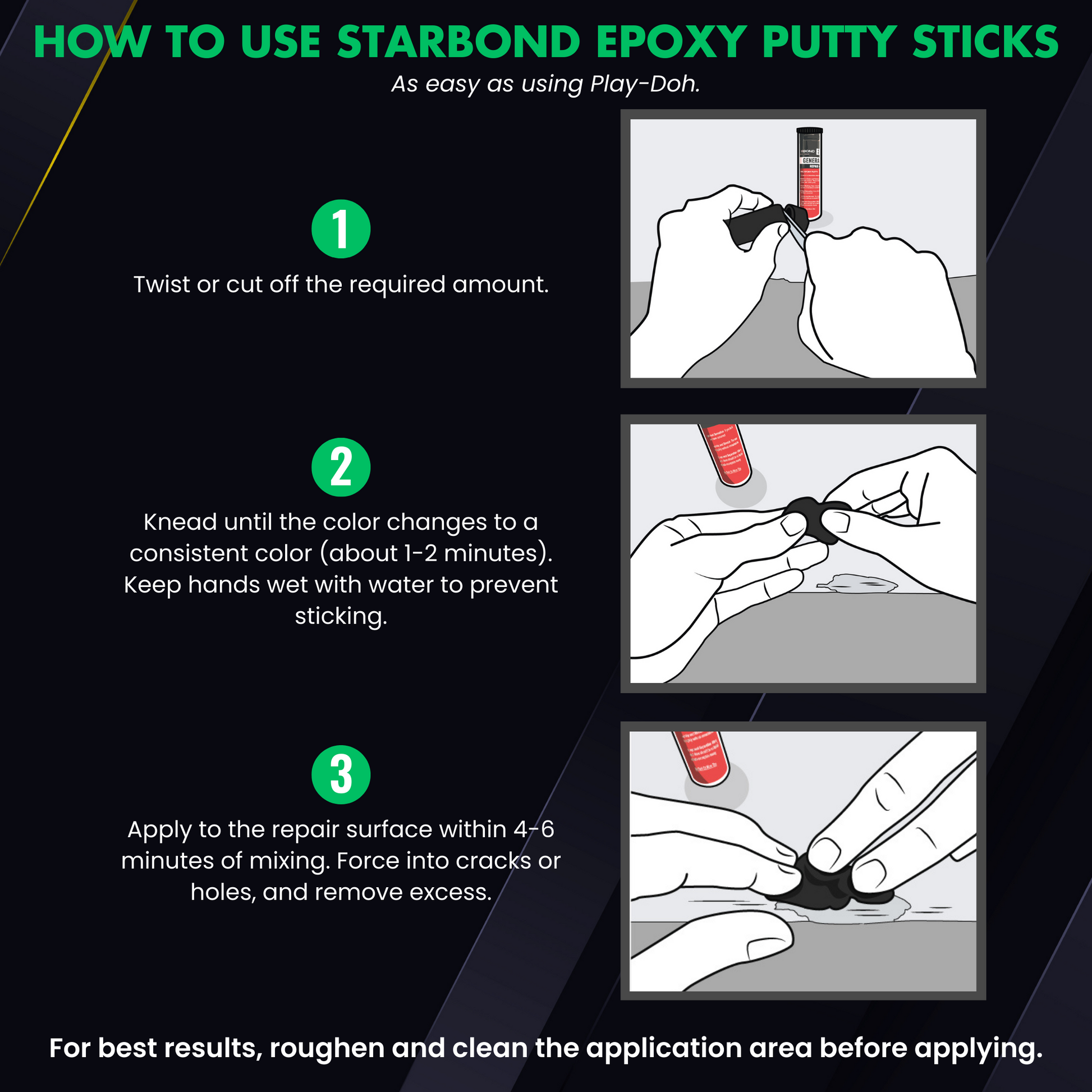 Epoxy Putty Stick - application guide